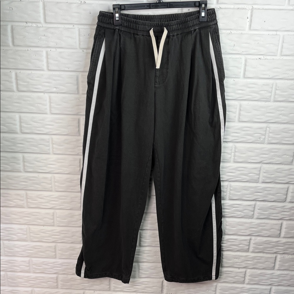 CROQUIS SKETCH BARREL PANTS 100% COTTON ELASTIC WAIST SIDE STRIPE Waist 30 inch